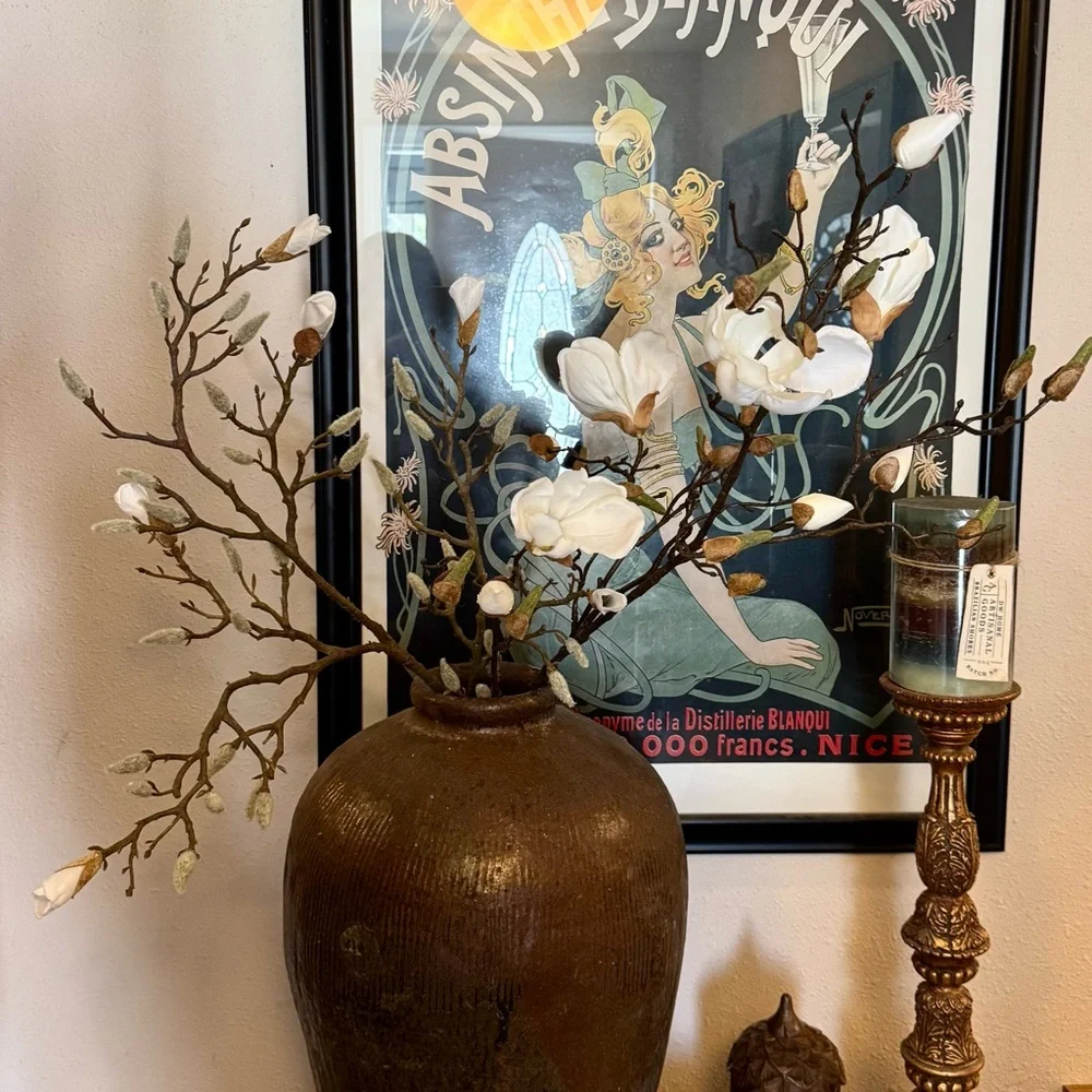 Magnolia budding & bloom realistic branches approximately 38” long, extra tall